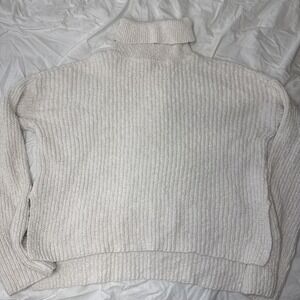 🤍 Kendall & Kylie Cream Cropped Turtleneck Sweater | Y2K Minimalist XS